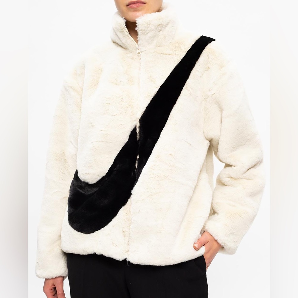 Nike Faux-fur zip upBig swoosh jacket